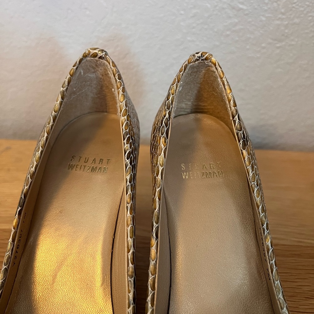 Stuart Weitzman Python Embossed Peep Toe Pump - image 7